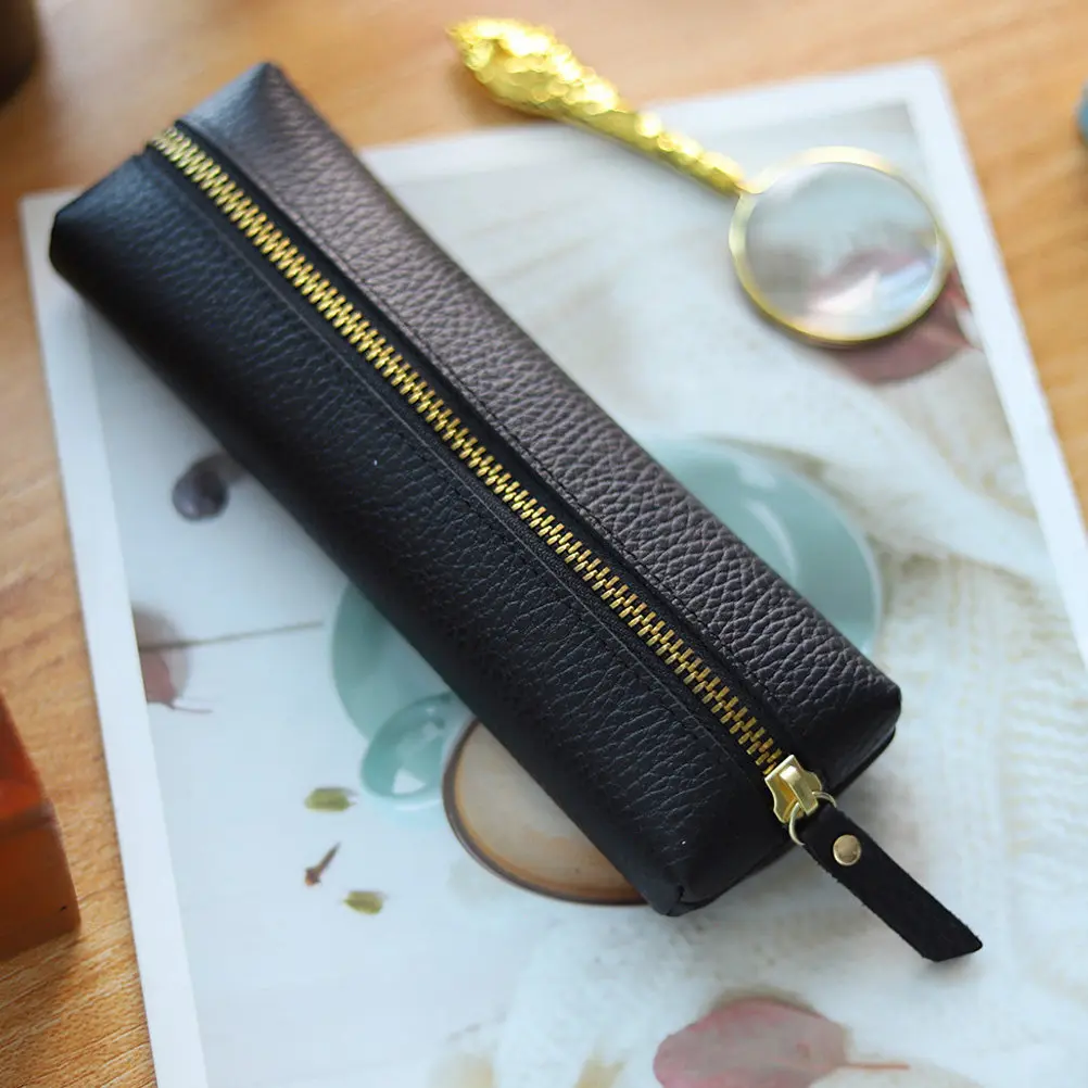 

Органайзер для карандашей с текстурой личи, большой, с защитой от царапин, на молнии, многофункциональный пенал-косметичка для хранения канцелярских принадлежностей