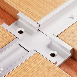 1pc T-Track Intersection Slot Woodworking Chute for Miter Gauge Guide Rail with Pre-Drilled Mounting Holes Red Blue Silver
