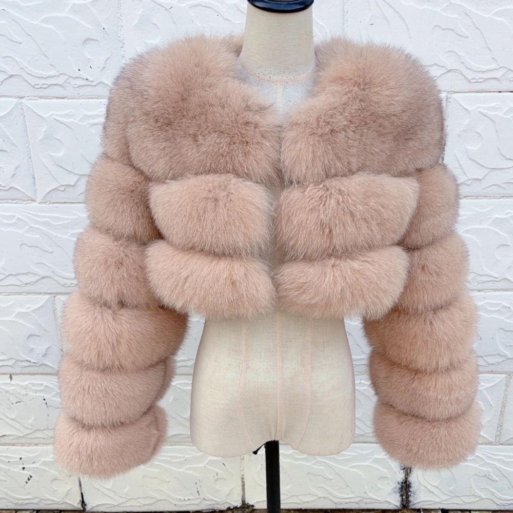 

QUEENTINA Real Fox Fur Coat 30cm Women'S New Fashion Winter Leather And Skin White Clothing Natural New In Coats & Jackets