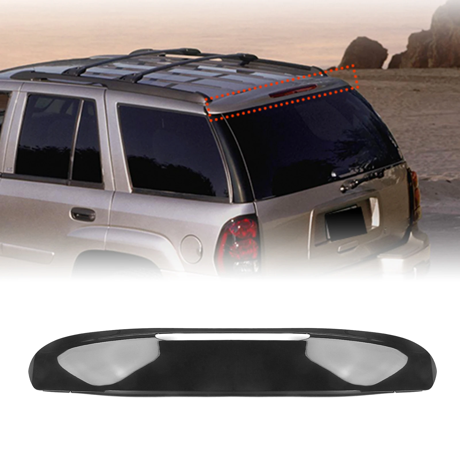 

Rear Trunk Door Roof Wing Lip Cover Upper Reveal Tailgate Spoiler Molding Trim For Chevrolet Trailblazer 2002-2009