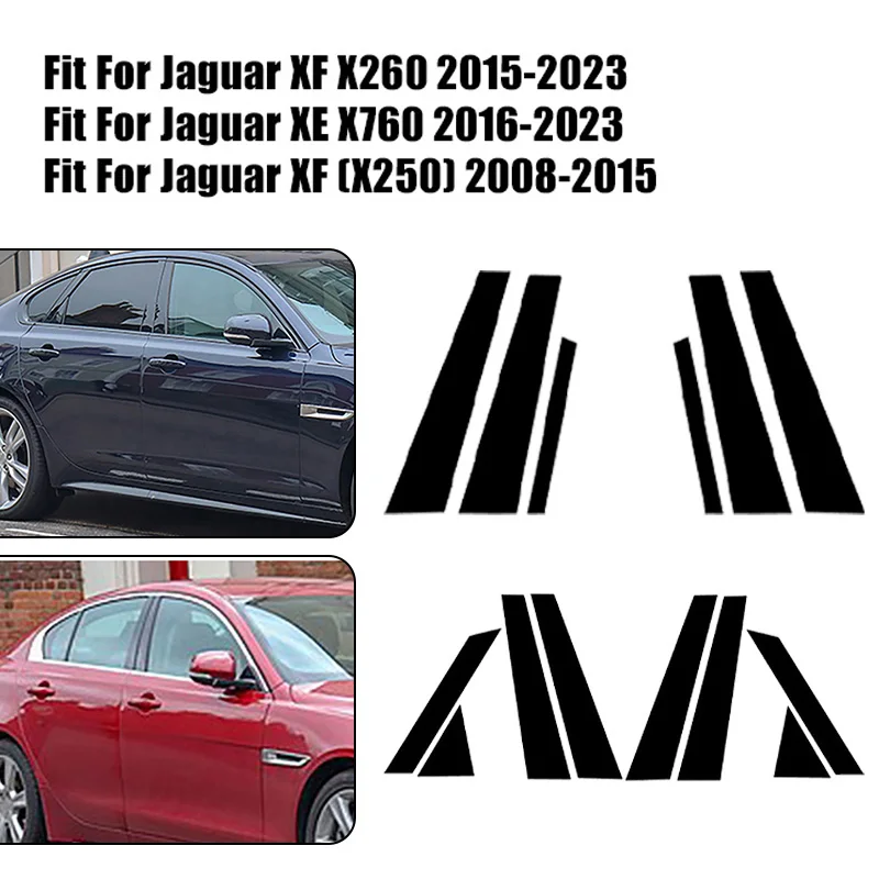 

Glossy Black Window Pillar Post Trims for Jaguar XF X260 XE X760 2015 2016-2023 Center Pillar Decor Window Molding Cover