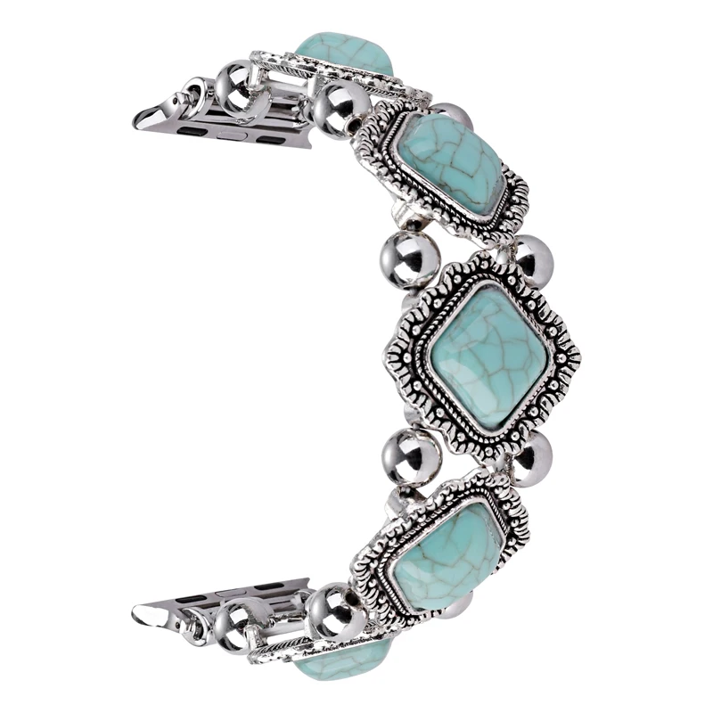 สายอัญมณีโบฮีเมียนสำหรับสายคาด Apple Watch 40มม. 41 42 44 45 49สร้อยข้อมือเครื่องประดับย้อนยุคสำหรับ iWatch Series 7 8 5 6 4อุปกรณ์เสริมนาฬิกา