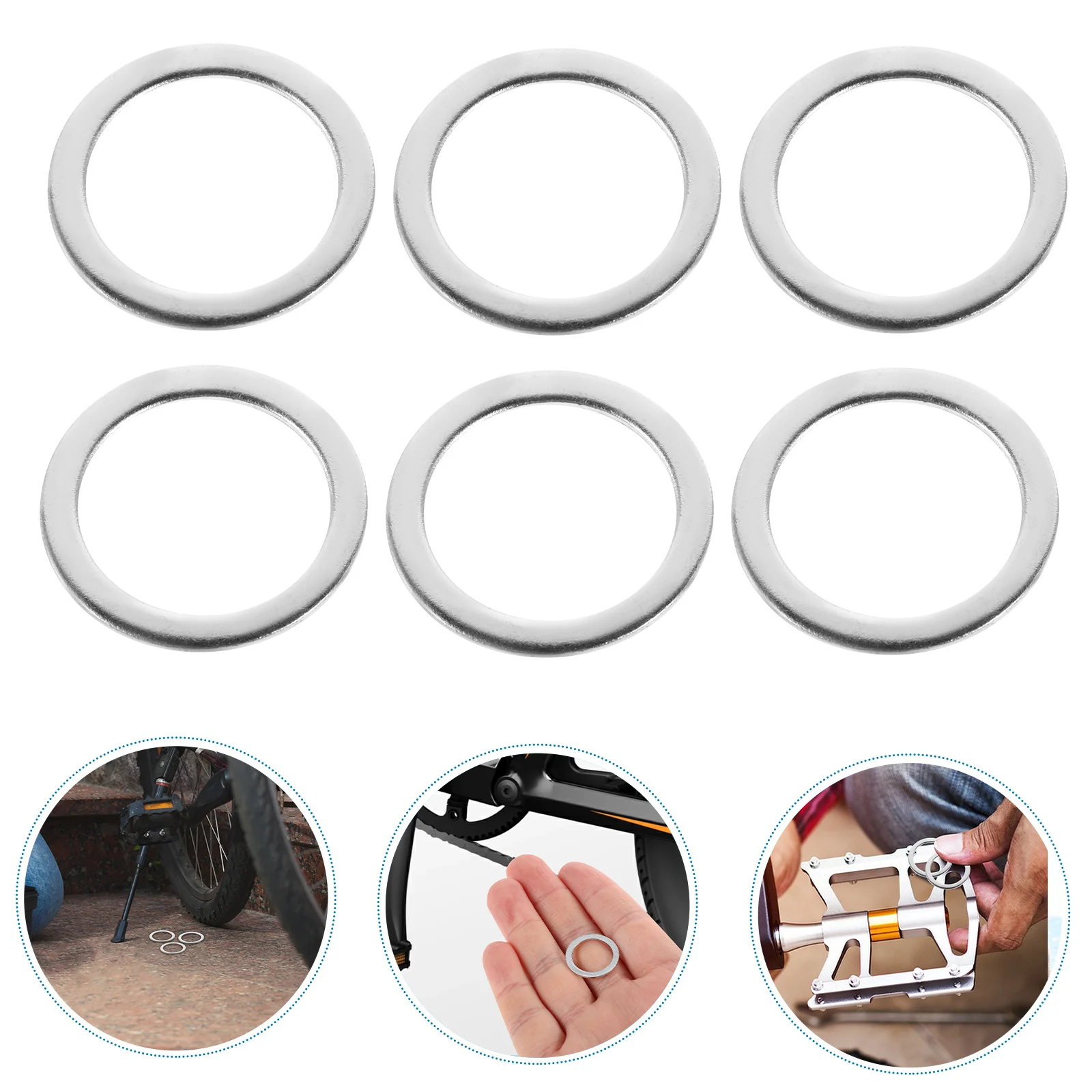 

8pcs Stainless Steel Bicycle Pedal Washers Spacers Shock Absorption Enhanced Grip Durable Wear Resistant Universal Compatibility