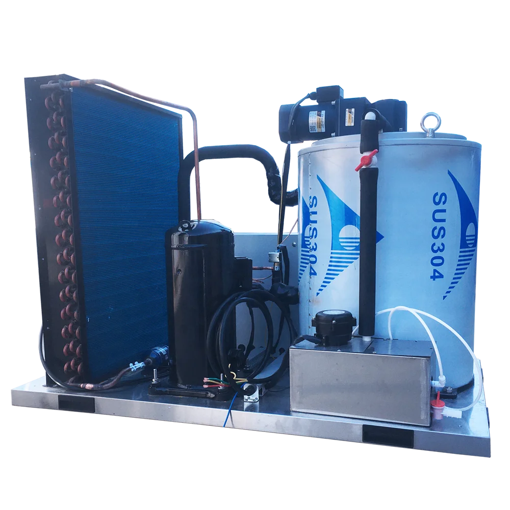 Supermarket 1000 KG Flake Ice Making Machine for Fish Preservation Salt Water with Compressor and Pump Core Components