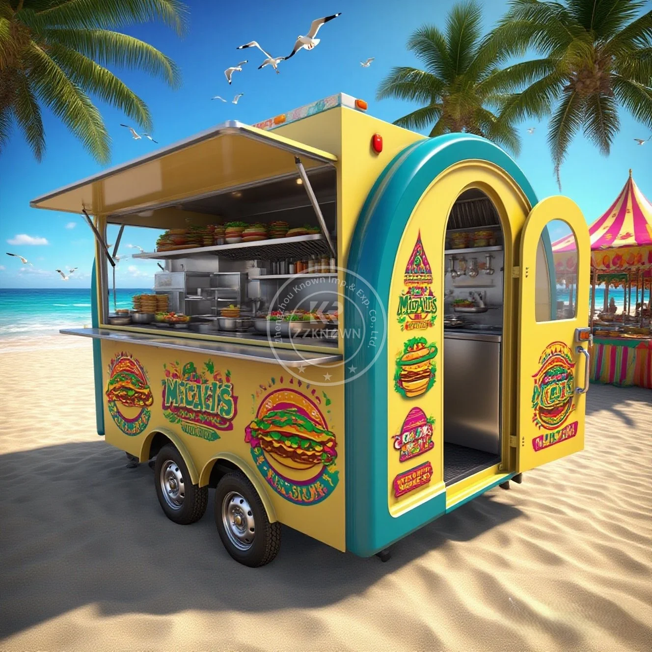 Camión de comida multifunción personalizado, carrito de comida para perros calientes, helado, Pizza, Catering para eventos al aire libre, 2025