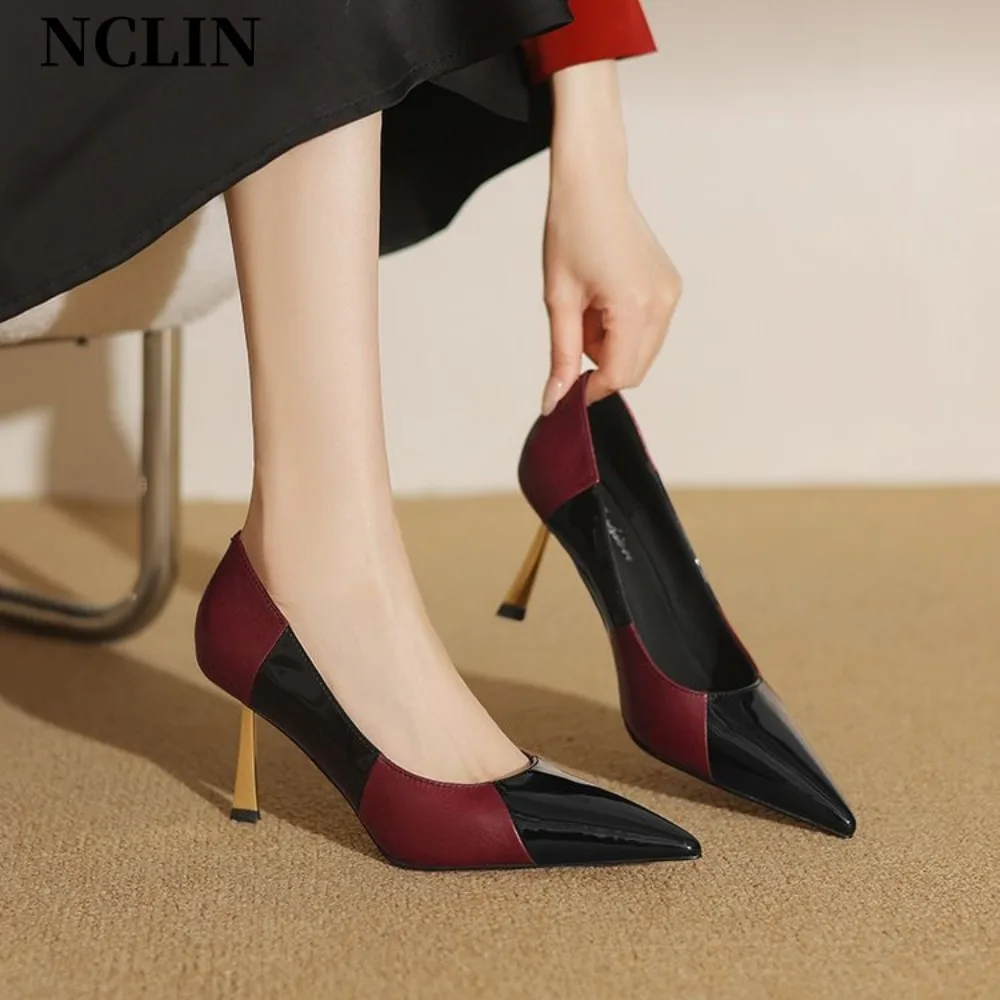 

High-heeled Shoes Women 2025 Pointed Shallow Mouth Shoes Women's Thin-heeled Fashion Shoes Plus Size 40 Zapatos Para Mujer