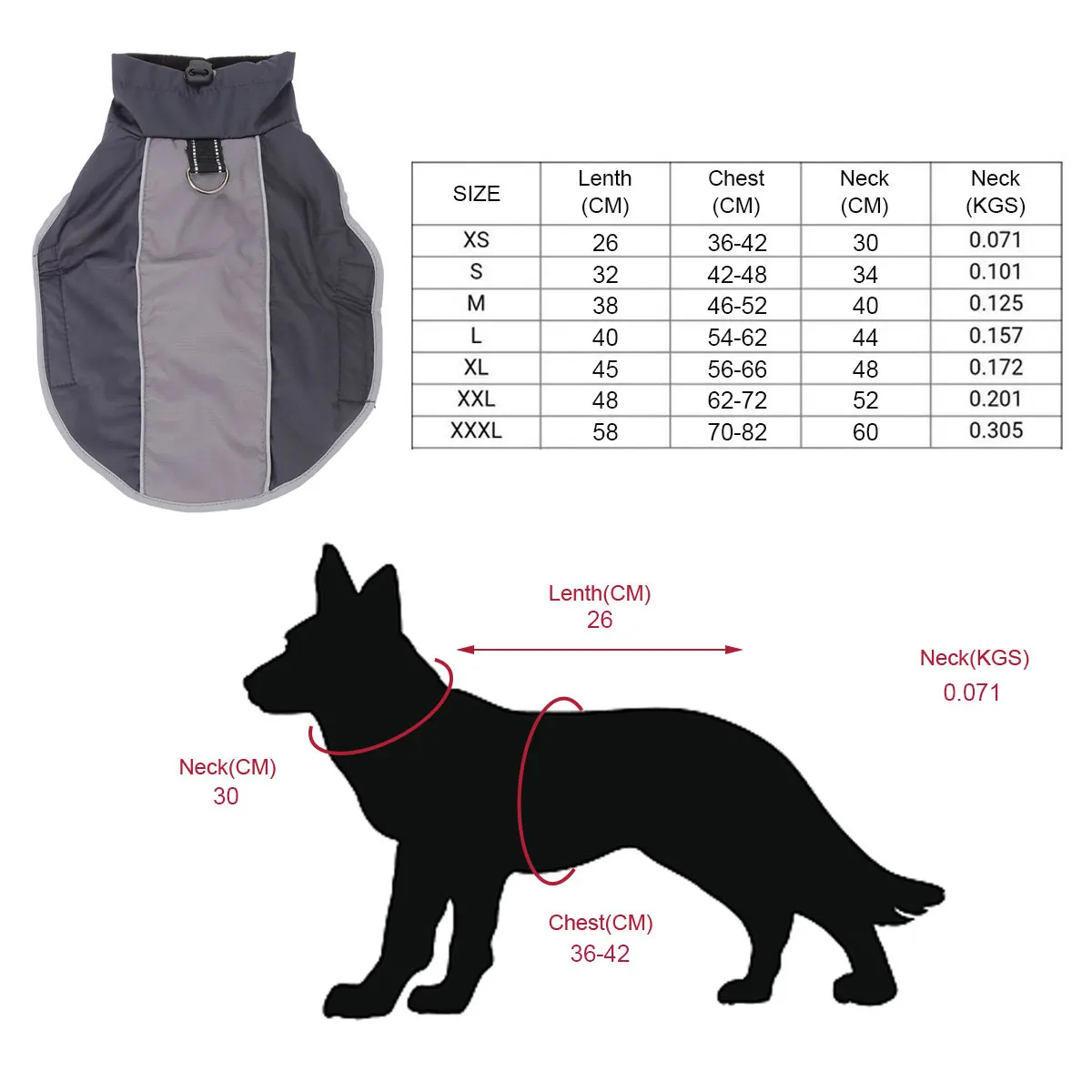 

Waterproof Pet Winter Coat Warm Dog Clothes For Dogs Size Xs Black Reflective Breathable Comfortable Adjustable Harness