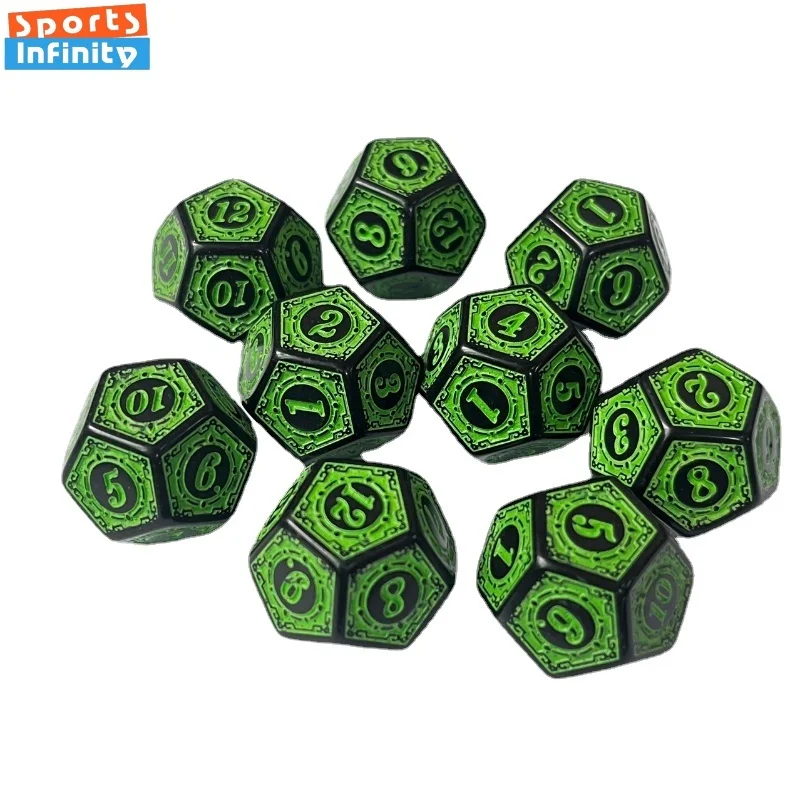 10pcs of Polyhedral Dice 12 Sided Double-Colors D12 D10 D8 D6 D4 Table Game Dice Set for DND Entertainment