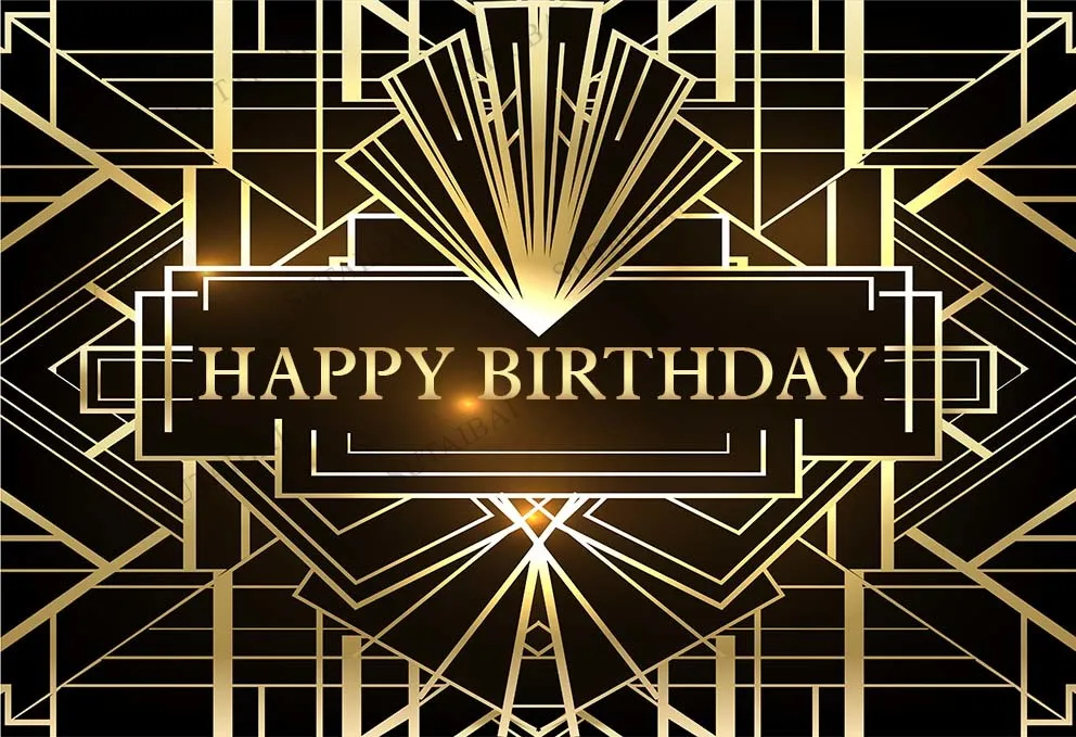 Great Gastby Photography Backdrop 1920s Black and Gold Background Retro Gatsby Birthday Backdrop Children Party Props