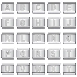 Fashion Concave Silver Color 26 English Letters Italian Charm Links Fit 9mm Stainless Steel Bracelet Making DIY Jewelry