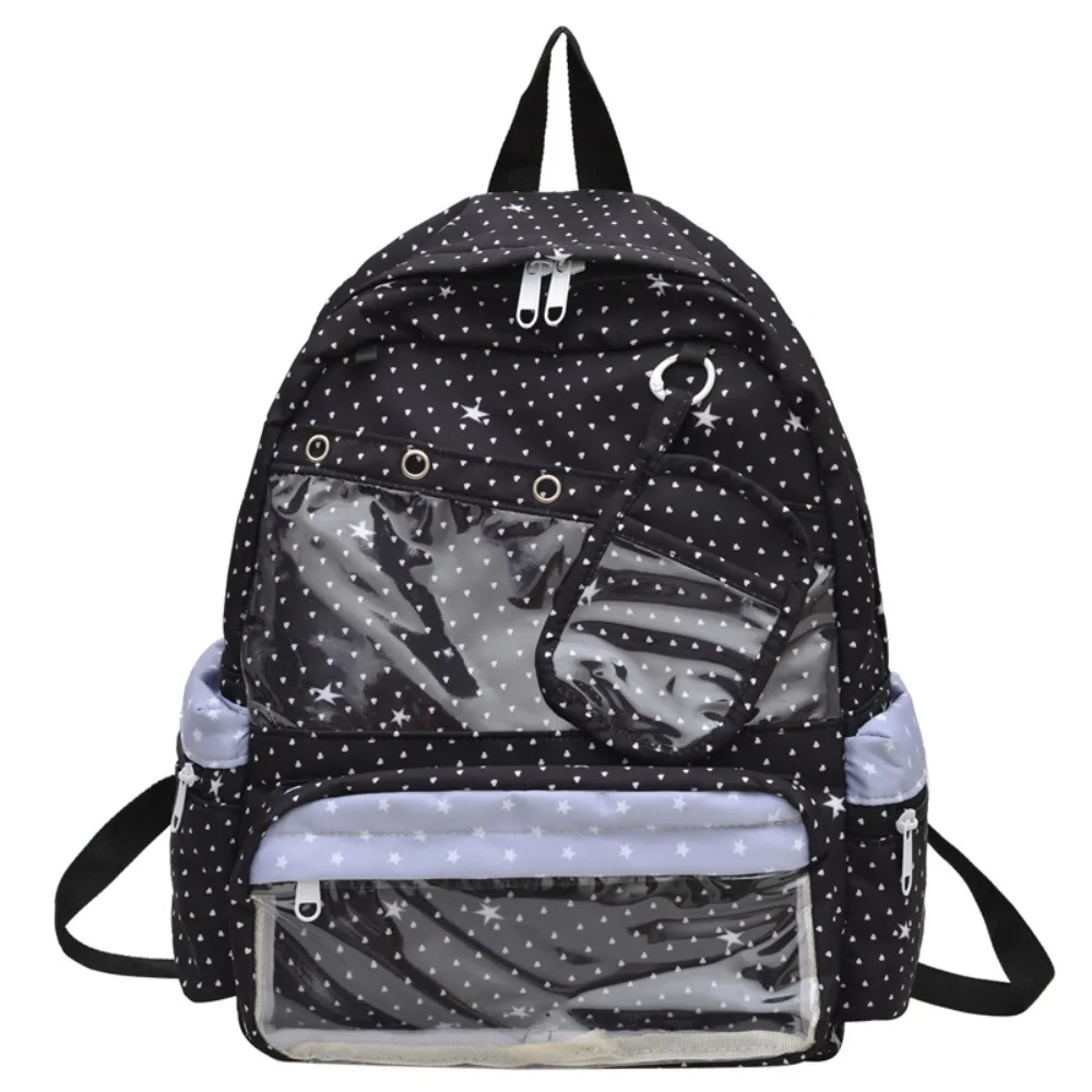Kawaii Transparent Polka Dot Backpack Y2K Lolita Student School Bag Multiple Pockets Rucksack Display Knapsack College