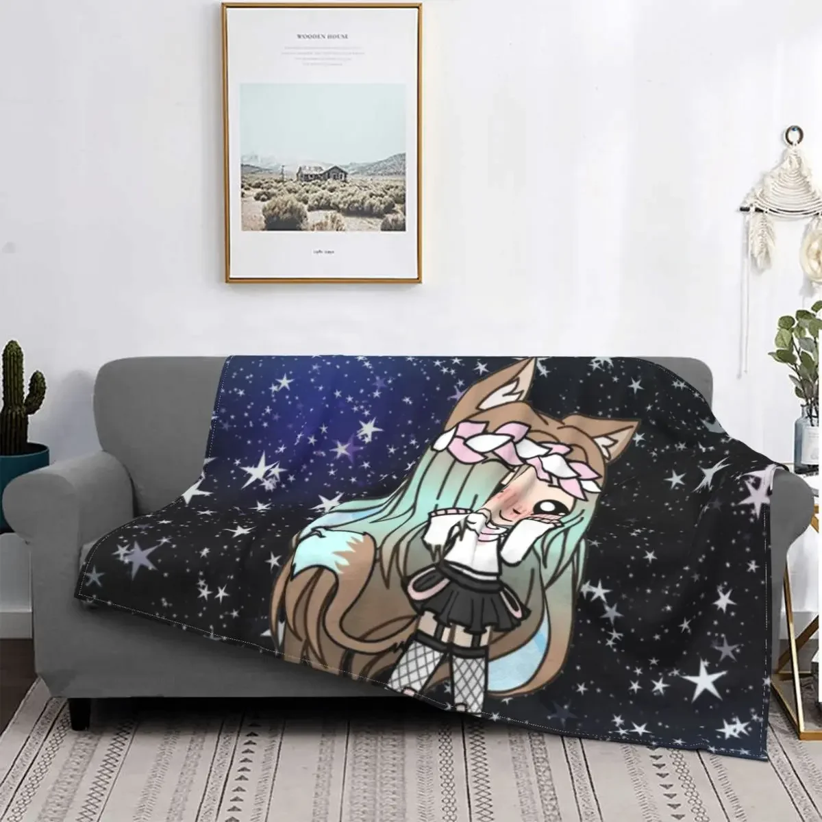 

Одеяло Gacha Life в стиле аниме, милое фланелевое одеяло Kawaii Gamer с героями мультфильмов, мягкий винтажный домашний текстиль на весну и осень