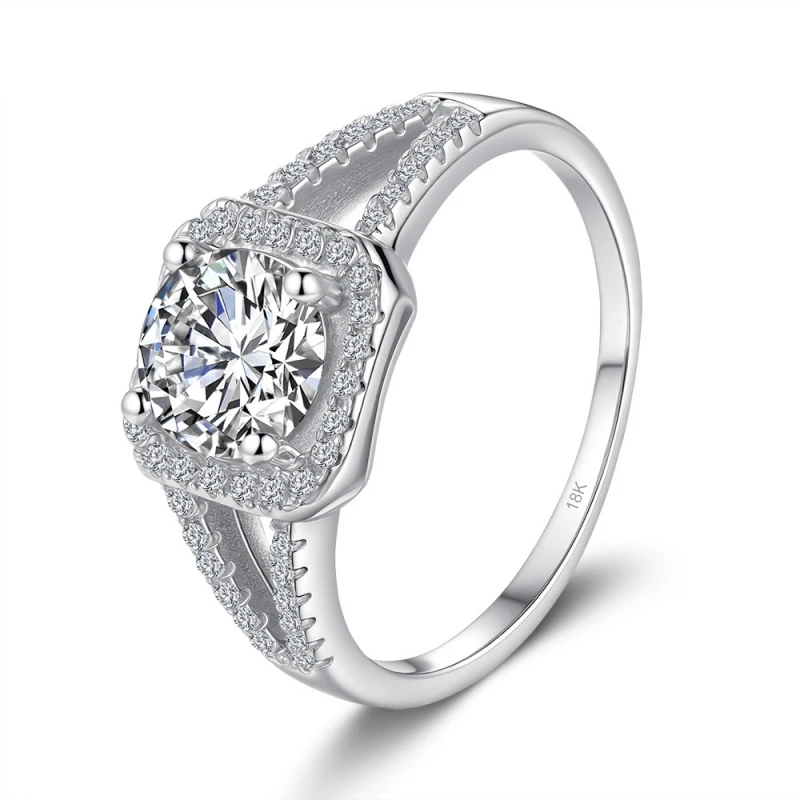 Girl Valentine's Day 18K White Gold Birthday Gift Rings 1CT Moissanite Diamond Women Engagement PT950 Platinum Lady Wedding Band
