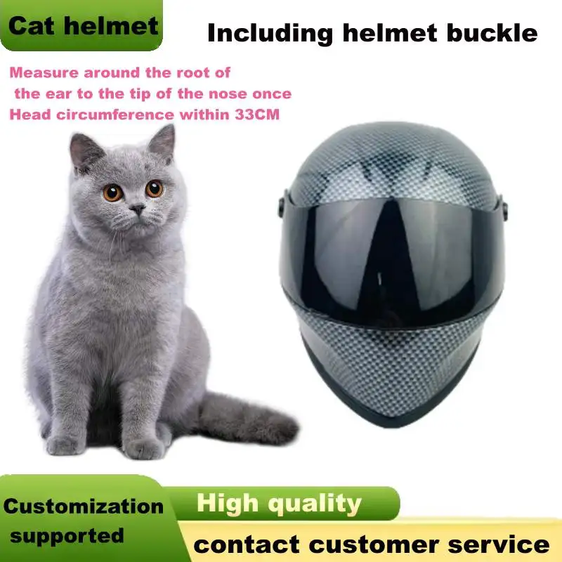 

Pet Full Face Motorcycle Helmet DIY Carbon Fiber Texture Design 33cm Head Black ABS Material Cat helmet Cat Doggie Puppy Kitten