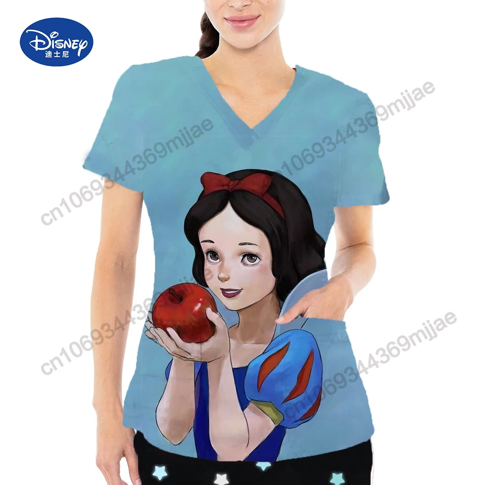 

Disney Pocket V-Neck Woman Clothes for Women T Shirt Tshirt Crop Top Y2k Traf 2023 Woman Women's Short Sleeve T-shirt One Pieces