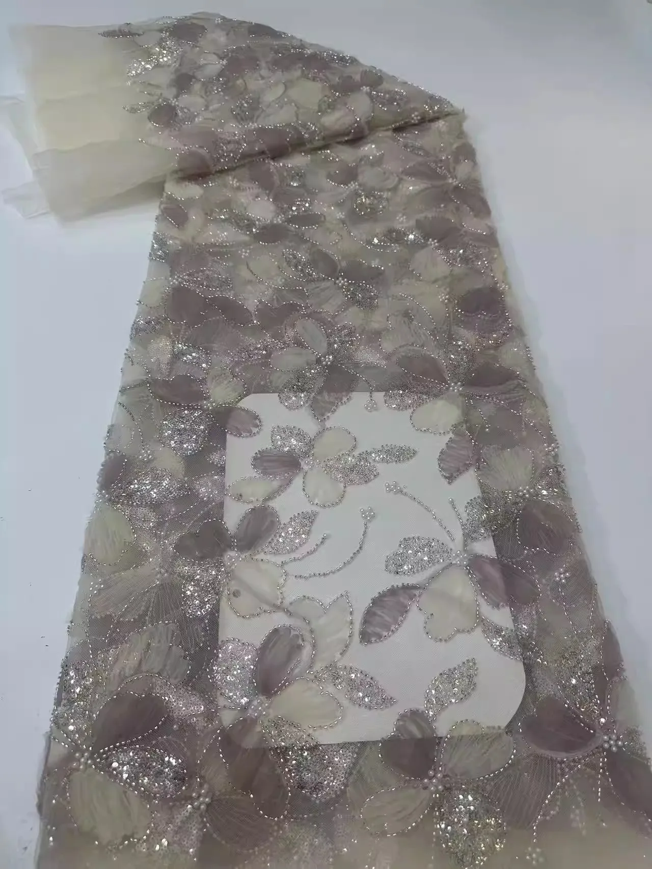 

2 yard Butterfly sequin embroidery tissu fabrics for clothing Luxury cheongsam dresses and wedding gowns fabric