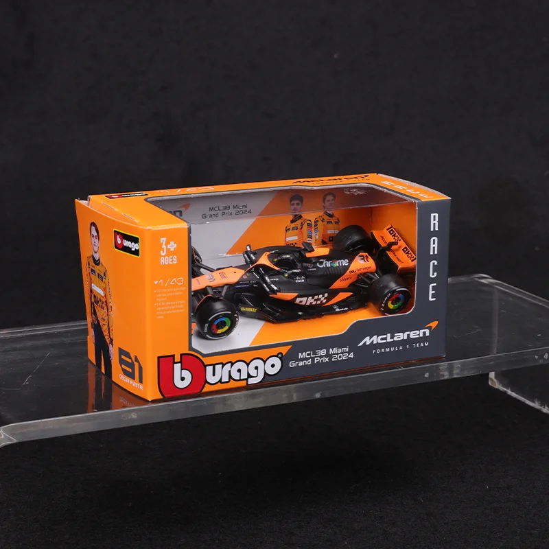 Nuovo Bburago 1:43 Mcl38 Monaco Mclaren Mcl38 Miami 2024 F1 Miniatura in lega 4 #   Lando Norris 81 #   Giocattolo modello pressofuso Oscar Piastri