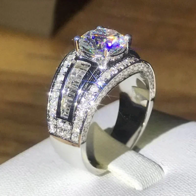 2026 New Trendy Wedding Ring for Women Dazzling Crystal Cubic Zirconia Luxury Bridal Marriage  Nice Gift Statement Jewelry