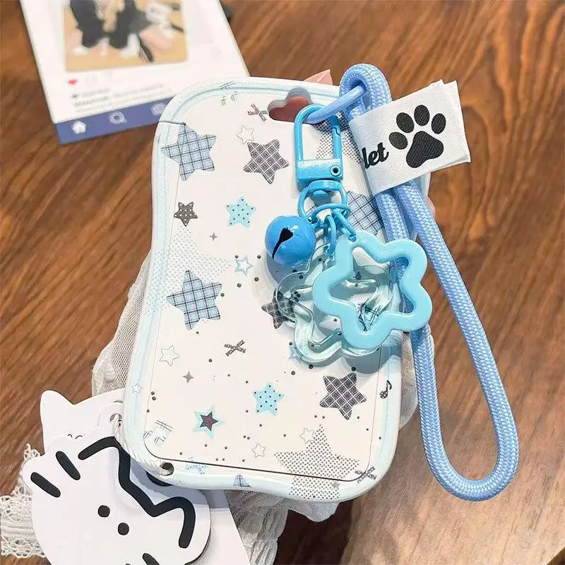 Student ID Card Holder with Star Pendant Keychain School Card Protective Cover Photo Card Display Bag Pendant