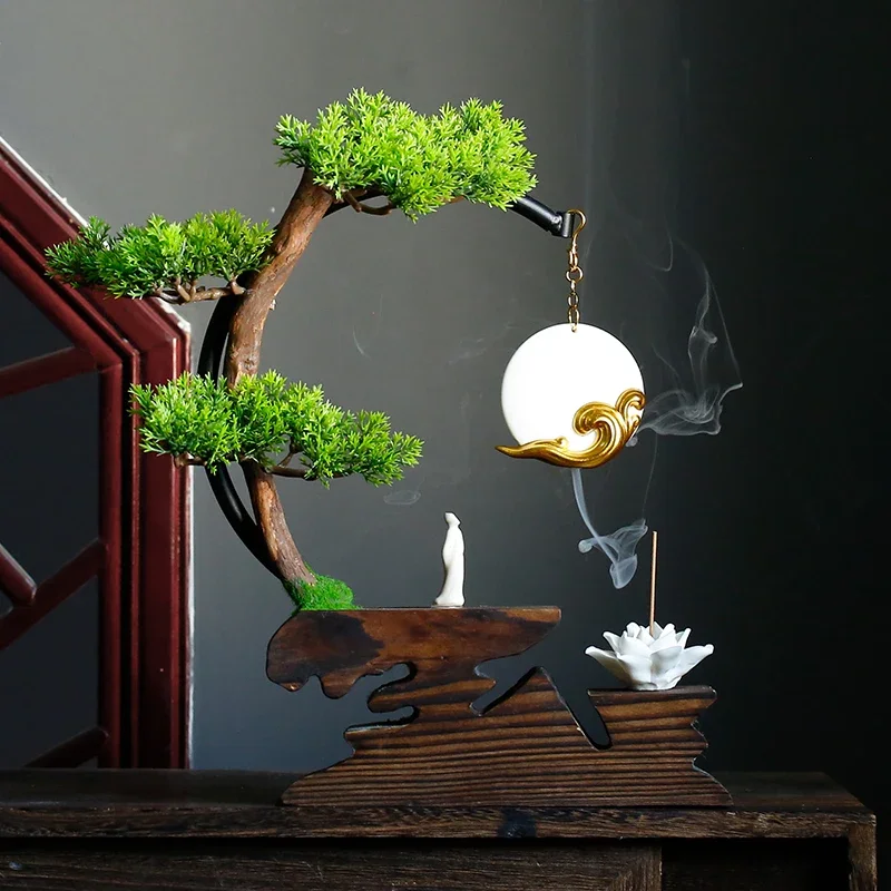 Soporte de incienso chino aromático, placa de vela aromática de flujo trasero, soporte de incienso, Vapororizador de cascada de humo, decoración del hogar