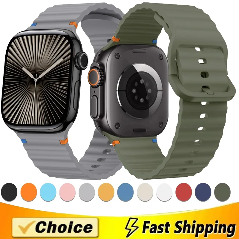 Silikonowy pasek do Apple Watch Series 10 46mm 42mm Ultra 2 49mm Wymienny pasek na nadgarstek iWatch 9 8 7 6 5 4 SE 45mm 41mm 44mm 40mm