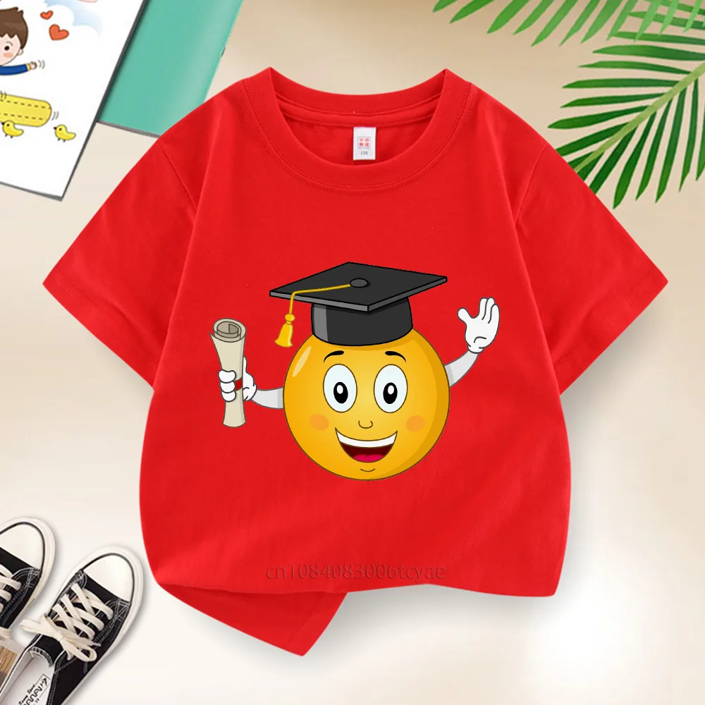 Summer 100% cotton Boys and Girls T-shirt Kids Baby Print cartoon smiley short sleeve Creative funny street short sleeve top