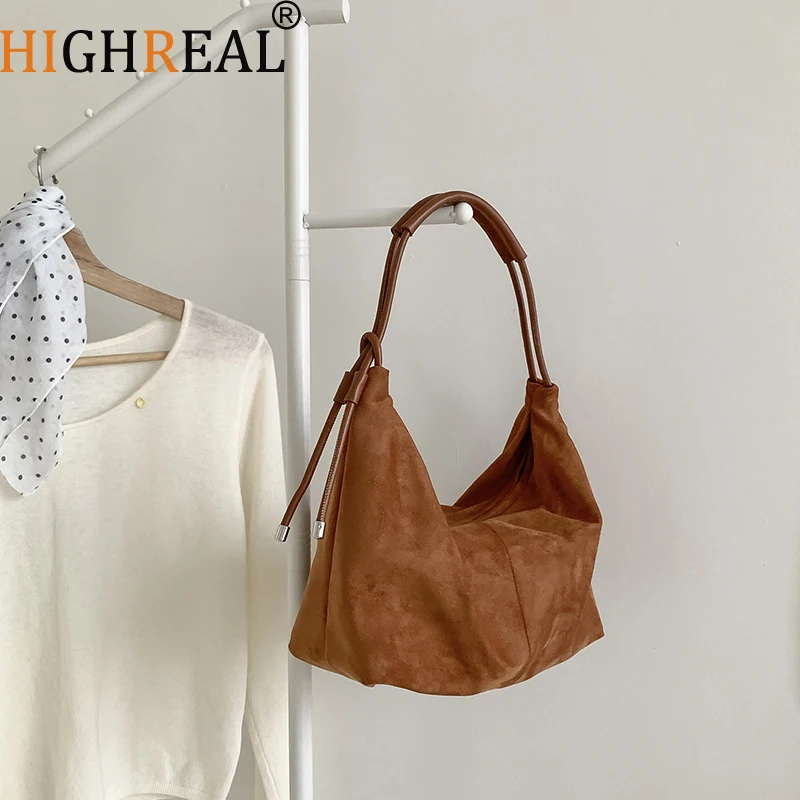 

Retro Faux Suede Tote Women Bag Large Capacity Shoulder Bags for Women Matte Texture Designer Handbags and Purses Shopper