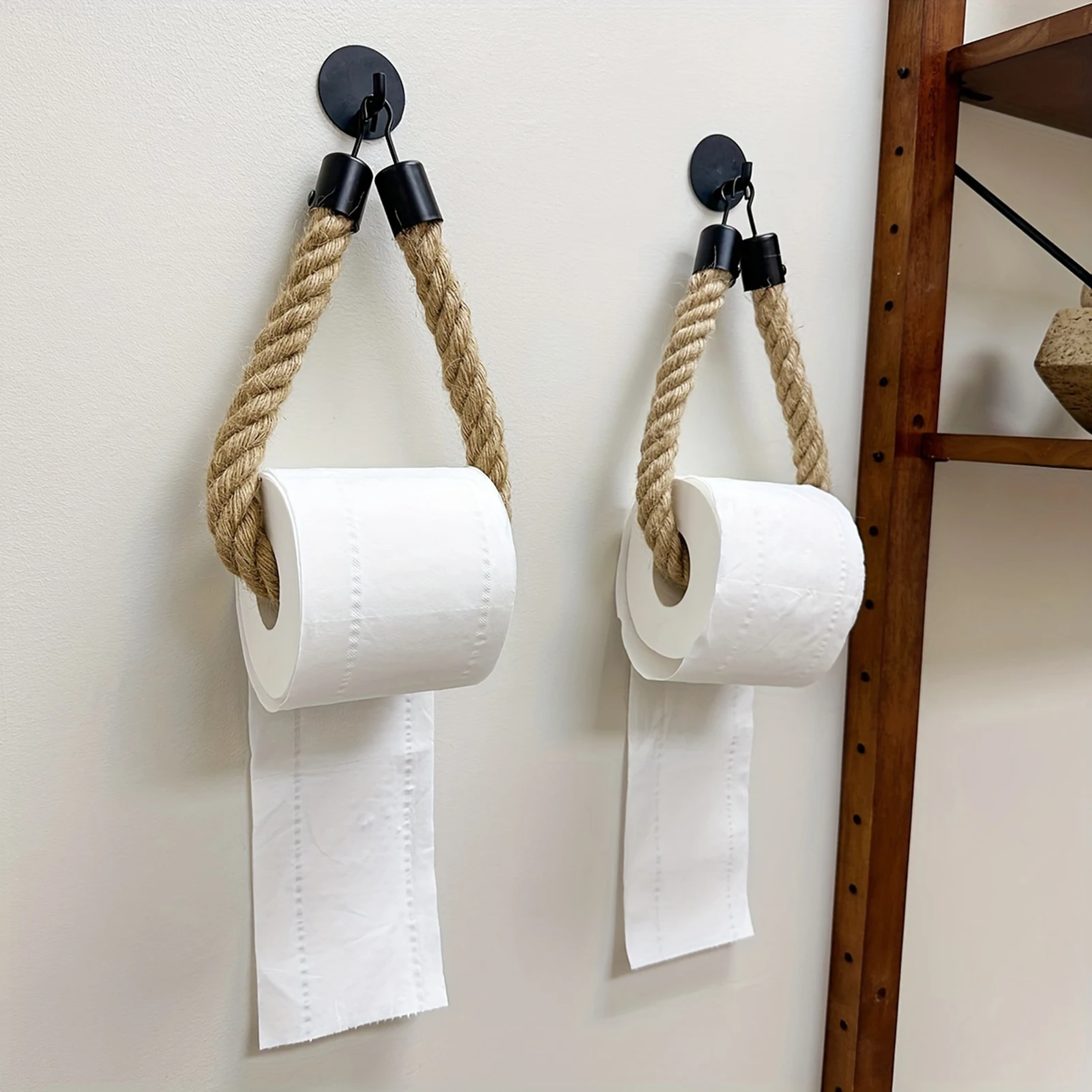 

1Pc Retro Twine Paper Towel Holder No Punching Adhesive Tissue Hanger Toilet Paper Roll Holder Napkin Rack Bathroom Accessories