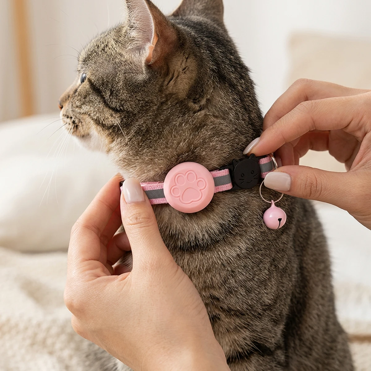 For Airtag Anti-Lost GPS Holder Cat/Dog Collar + Case Reflective Safety Buckle with Bell, Adjustable Collar  for Kittens Puppies