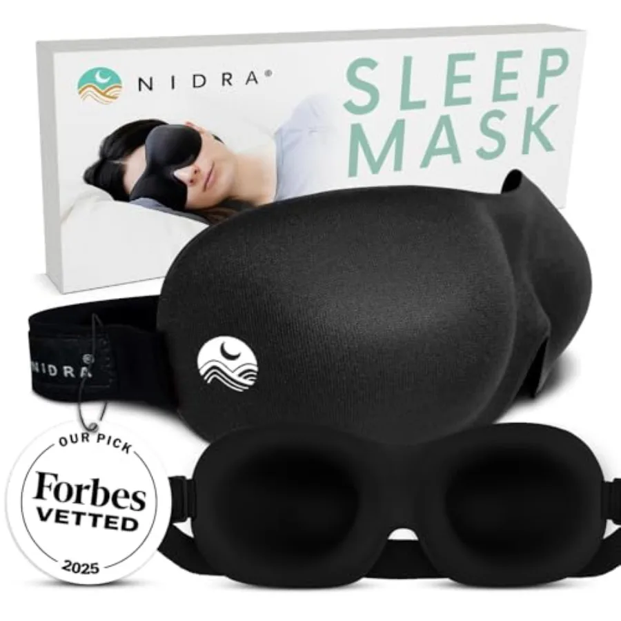 Contoured Sleep Mask for Side Sleepers Zero Pressure Fit, Light Blocking Eye Shade for Sleeping Travel Black, Standard Size