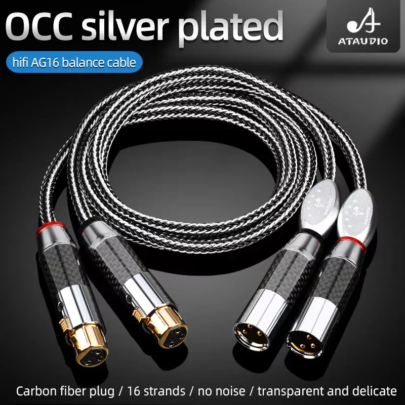 HiFi Balanced Cable XLR Male to Female Cable OCC Silver-plated Double XLR Cable Mixer Microphone Balanced Signal Cable