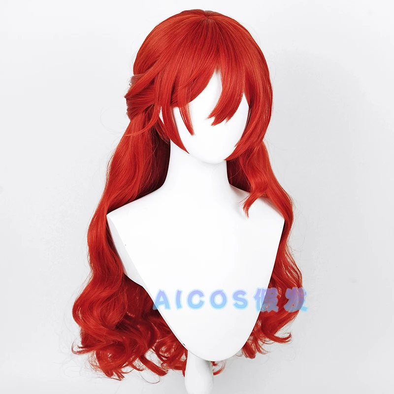 Honkai Himeko-Perruque de Cosplay pour Femme, Cheveux Longs Rouges, Bonnet de Perruque Gratuit