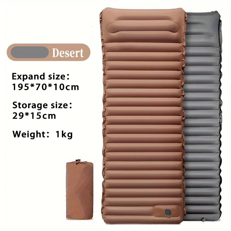 Outdoor Verdickte Schlafmatte mit Kissen, Ultraleichte Aufblasbare Matte für Rucksackreisen, Eingebaute Pumpe Ideal zum Wandern – Detail 2