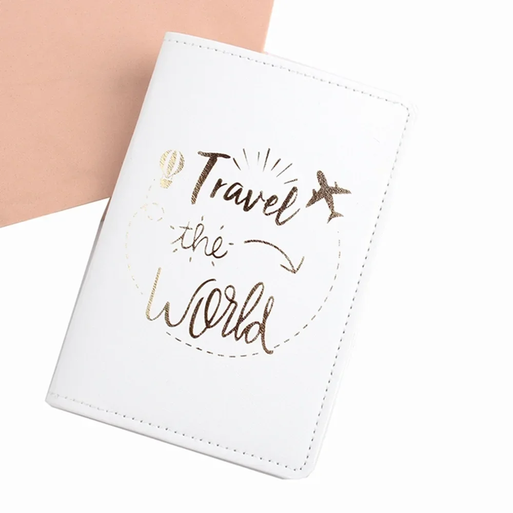 Letter Printing Pu Leather Travel Passport Cover Men Women Travel Passport Wallet Fashion ID Credit Card Passport Holder Case