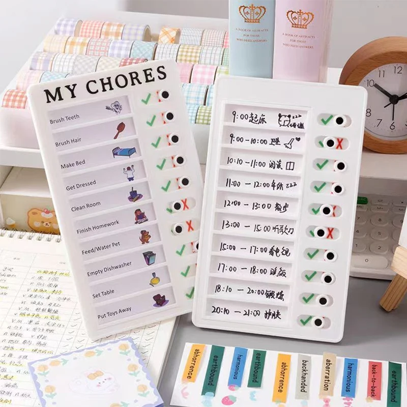 1PCS Reusable My Chores Checklist Daily Planner Memo DIY Plastic Board Chore Chart Responsibility Behavior for Kid Self-discipli