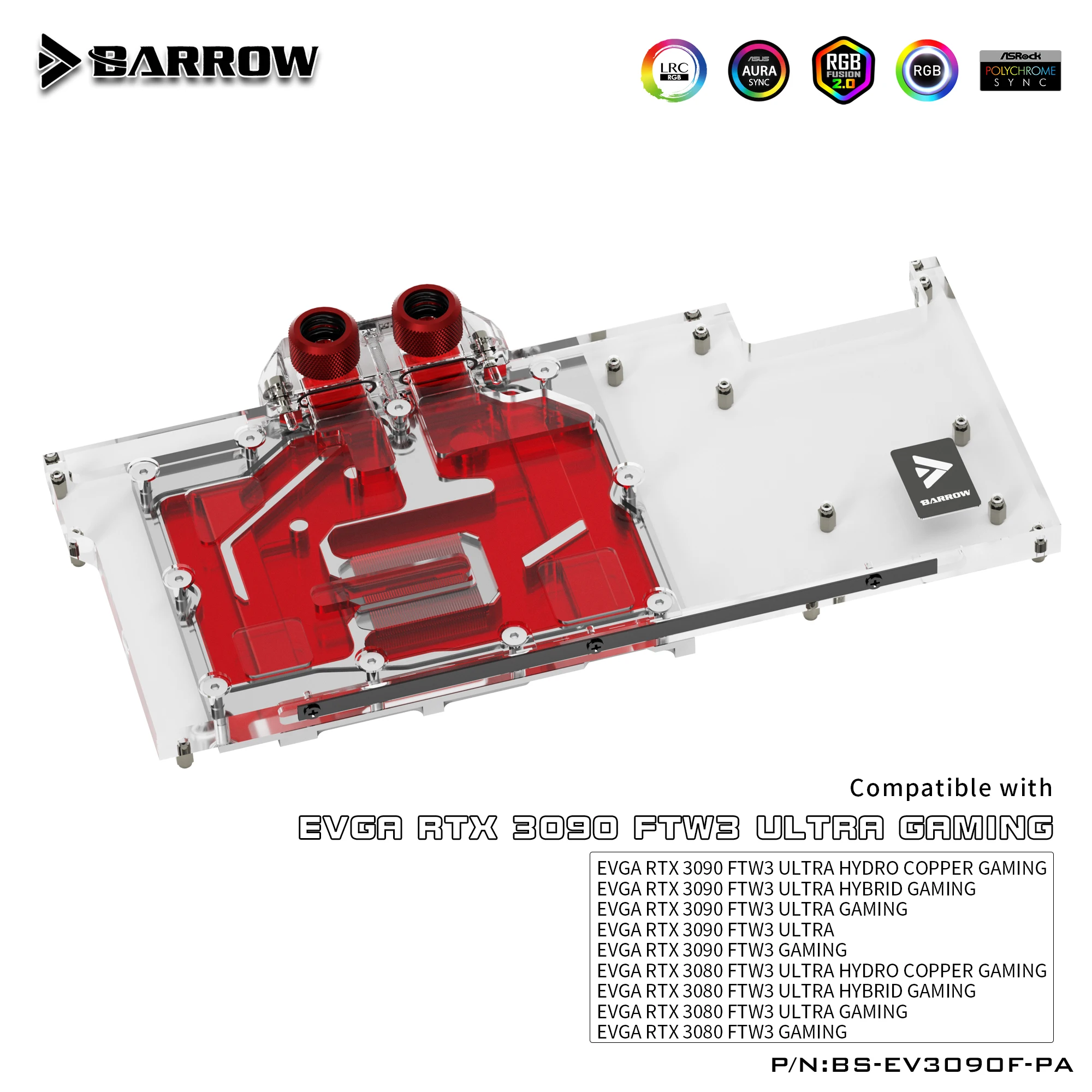 

BARROW 3080 3090 Block GPU Water Cooling Block Backplane For EVGA RTX3090 3080 FTW3 ULTRA Water cooled Backplate BS-EV3090F-PA B