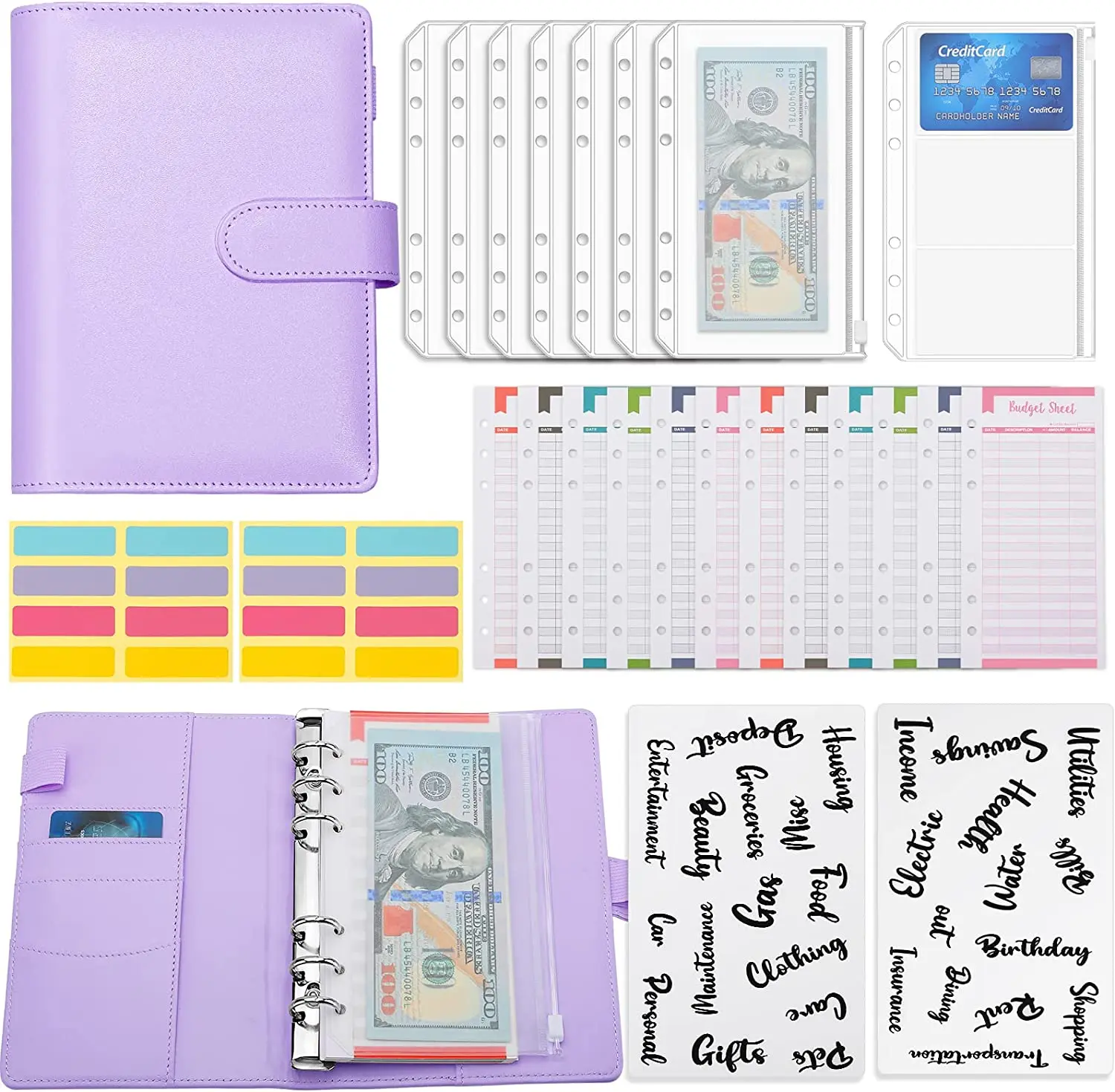 A6 Planner Notebook Agenda Budget Workbook French Budget Envelope Binder Binder Pockets For Money Budget Saving Bill Organizer