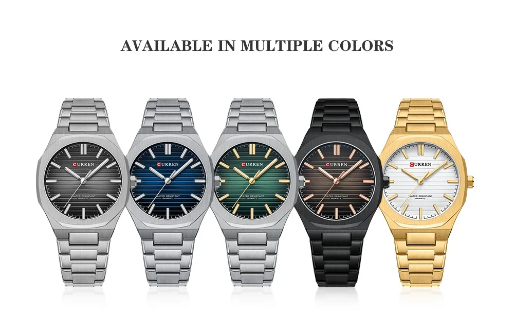 CURREN Minimalistische Herrenuhr mit Edelstahlarmband und Leuchtzeigern, klassische Business-Quarz-Armbanduhr für Männer – Detail 6