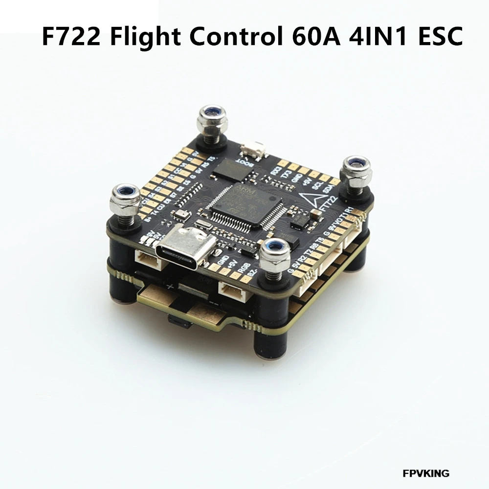 F722 F7 Flight Controller FC 3-6S Lipo 5V/10V Dual BEC w 60A 4in1 BLheli_S ESC for RC 7 inch 10 inch FPV Freestyle Racing Drone