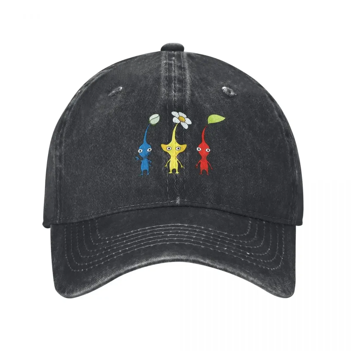 

Blue, Yellow and Red Pikmin Sticker Set Baseball Cap Icon foam party Hat Military Tactical Cap Caps For Women Men's