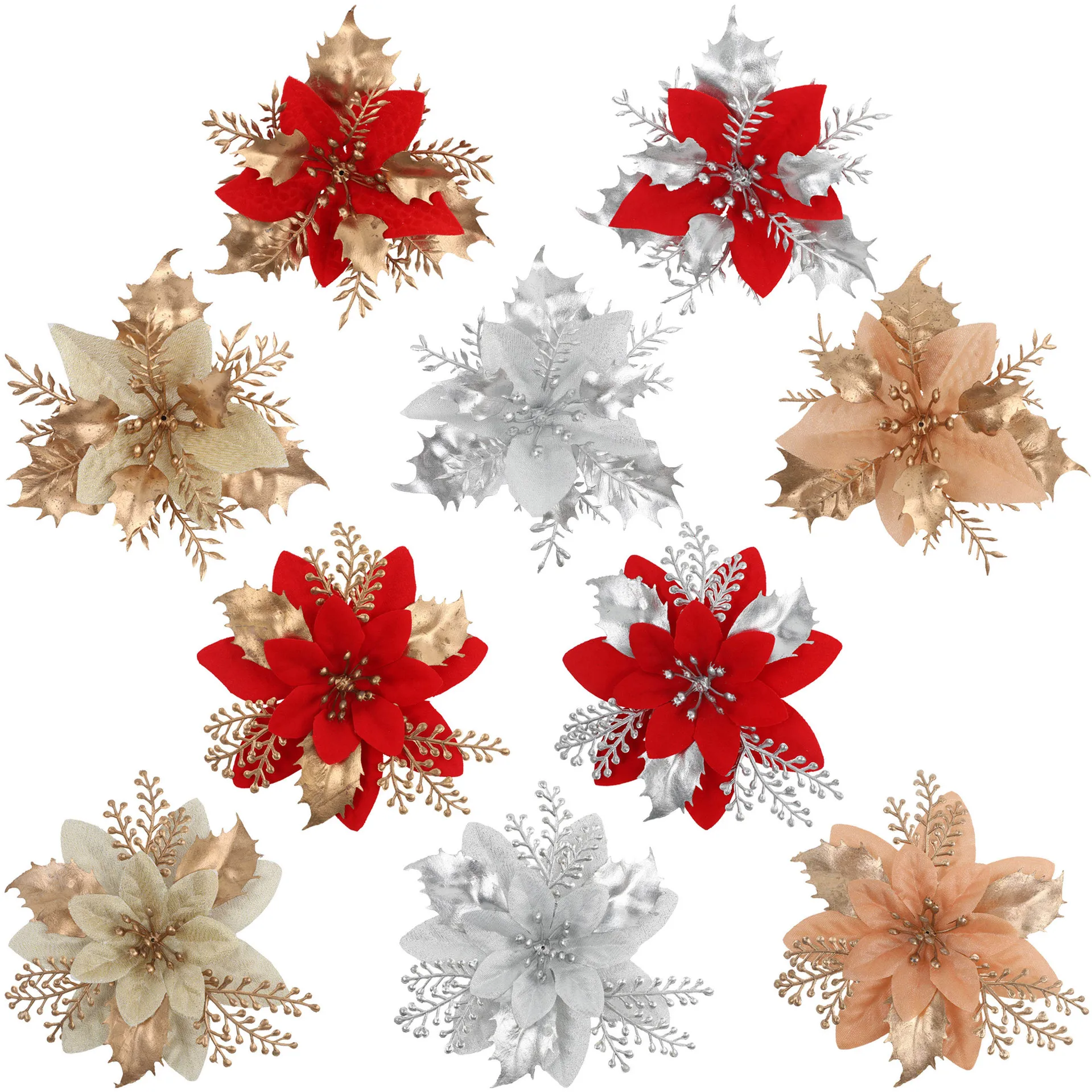 

Christmas Decorations Cross Border Ornaments Christmas Flowers Christmas Tree Wreath Christmas Simulation Flower Accessories