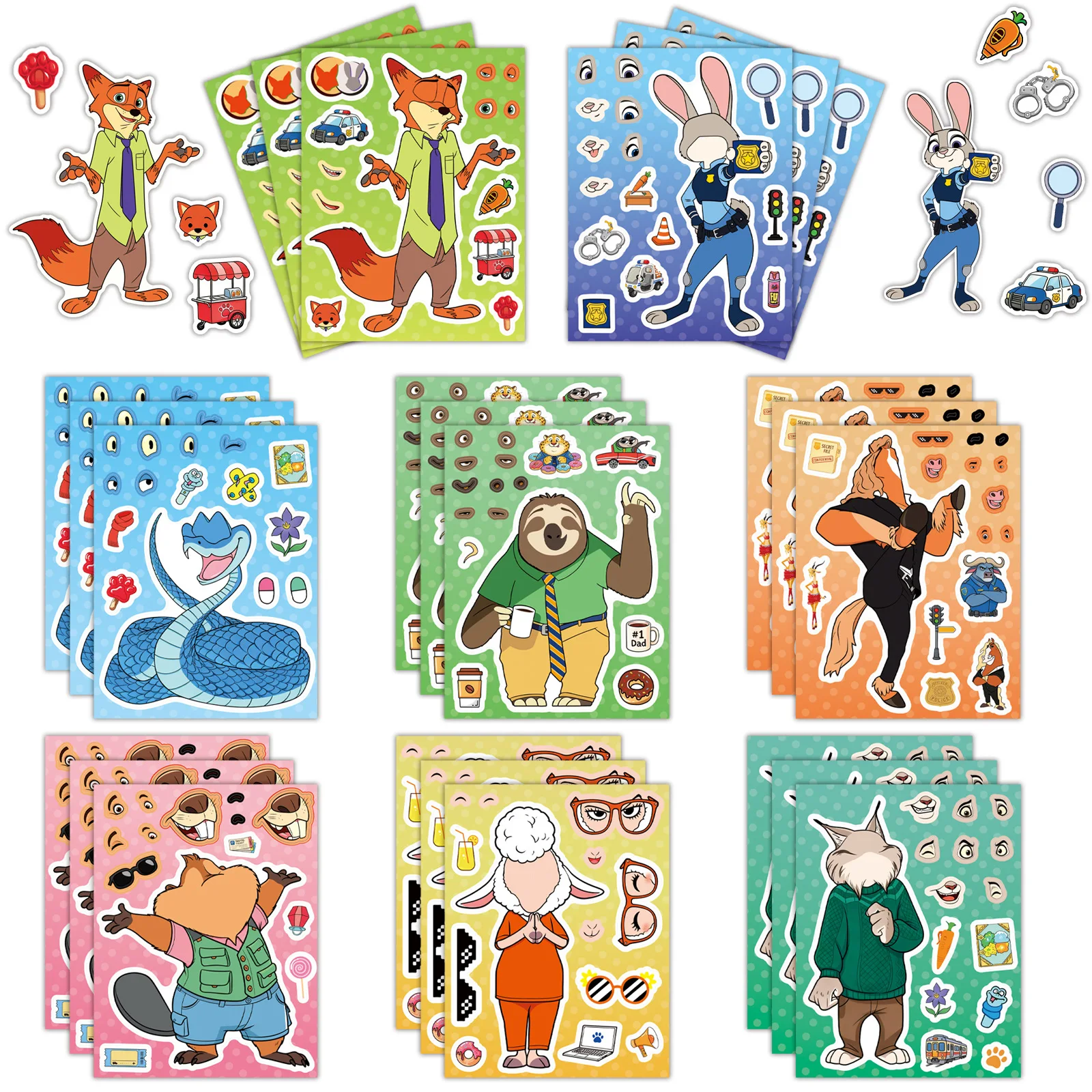 

8pcs Anime Movie Zootopia 2 Puzzle Graffiti Stickers Waterproof Decals Stickers For Notebook Phone Laptop Diy Stickers Toys Gift
