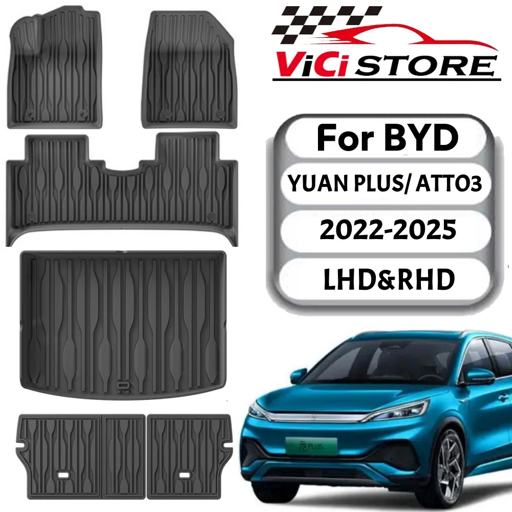 

For BYD Yuan PLUS ATTO3 2022-2024 TPE Floor Mats,All-Weather Anti-Slip Waterproof Left/Right Rudder Accessories