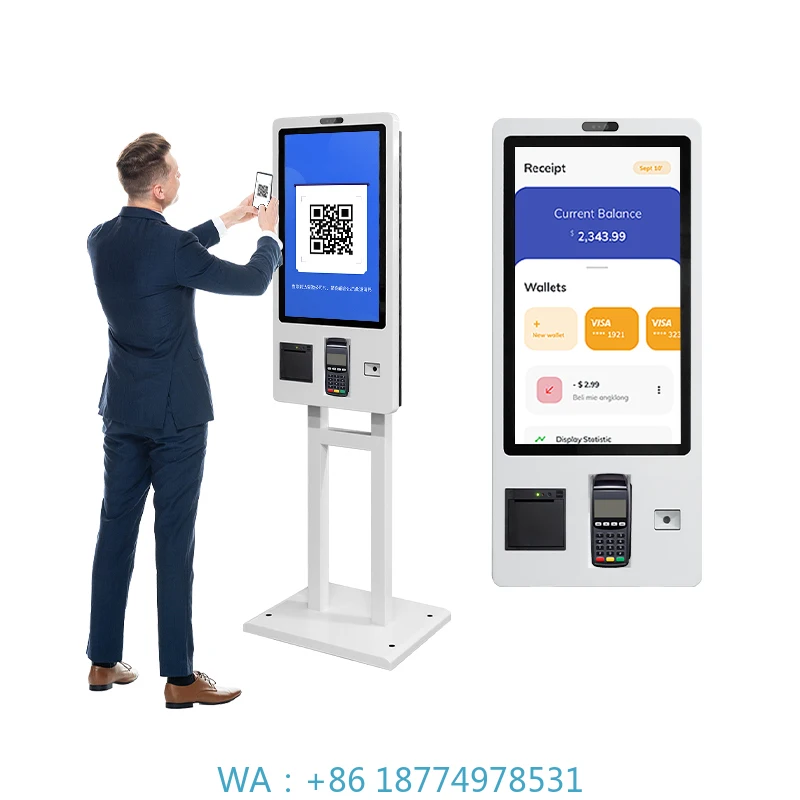 Fast Food Wall Mount Multi Touch Screen Checkout Machine Restaurant Kiosk Self Ordering Kiosk 24 27 32 Inch
