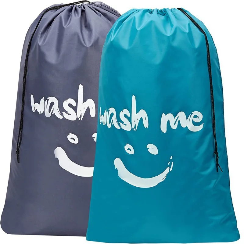 2024  Nylon Smiley Face Cartoon Drawstring Drawstring Cylindrical Home Storage Bag, Travel Clothing Blanket, Book Storage