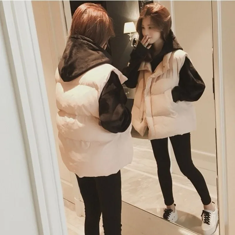 

Vests Waistcoats Women Thicken Winter Solid Zipper Womens Windproof Outwear Retro Ulzzang Korean Style Ins Turn-down Collar New