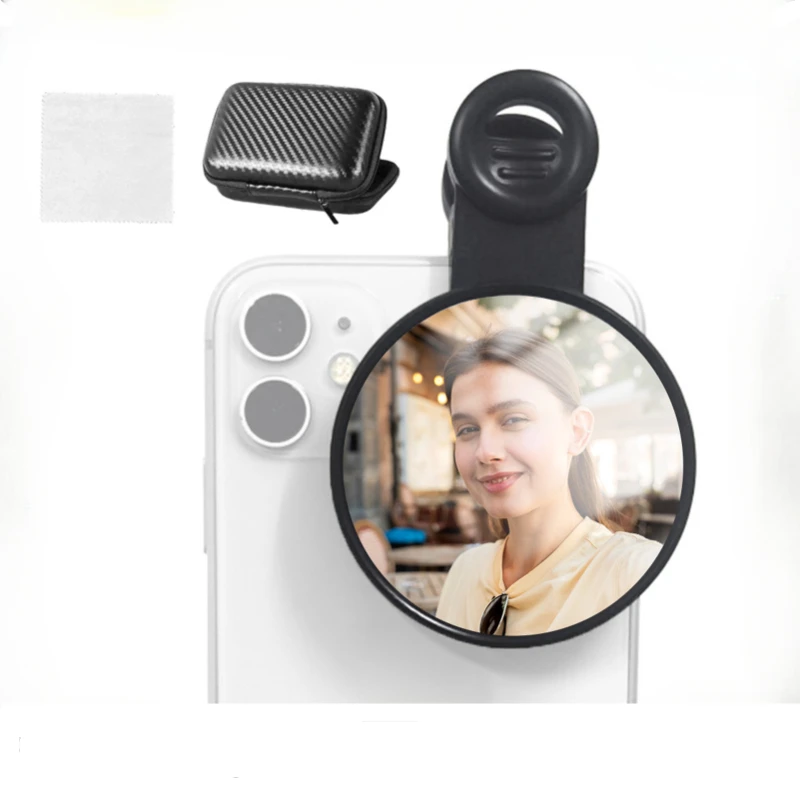 Clip-on cermin Selfie ponsel, untuk kamera belakang ponsel Universal cermin Selfie dengan IPhone 12 Samsung Foto Video aksesoris Selfie