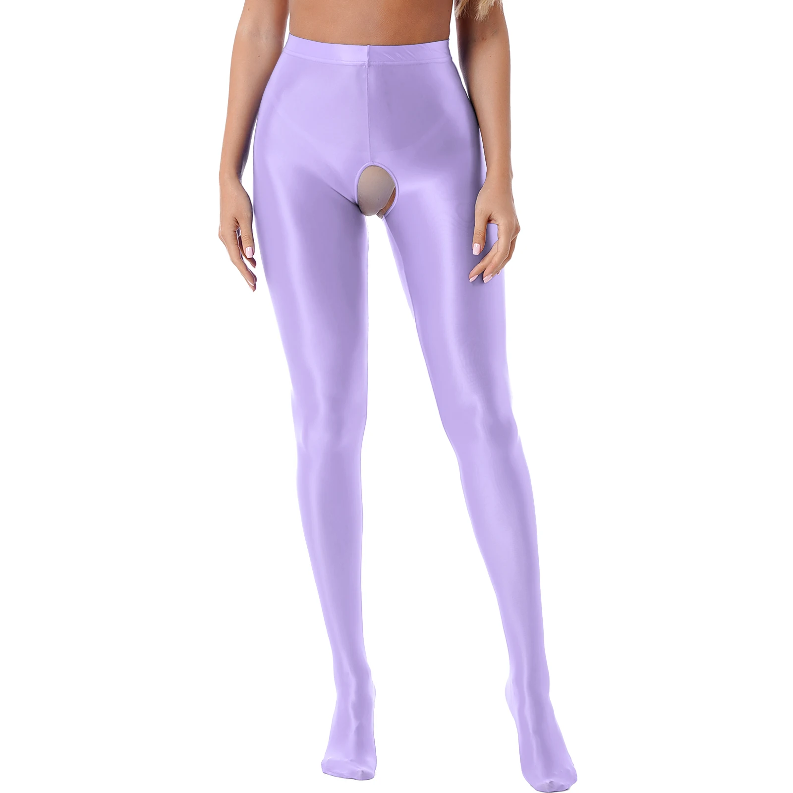 

Women's Crotchless Tights Glossy Leggings Tight Pants Underwear Sleepyhose Irritable Open Cotch Lingerie Pole Dance Clubwear