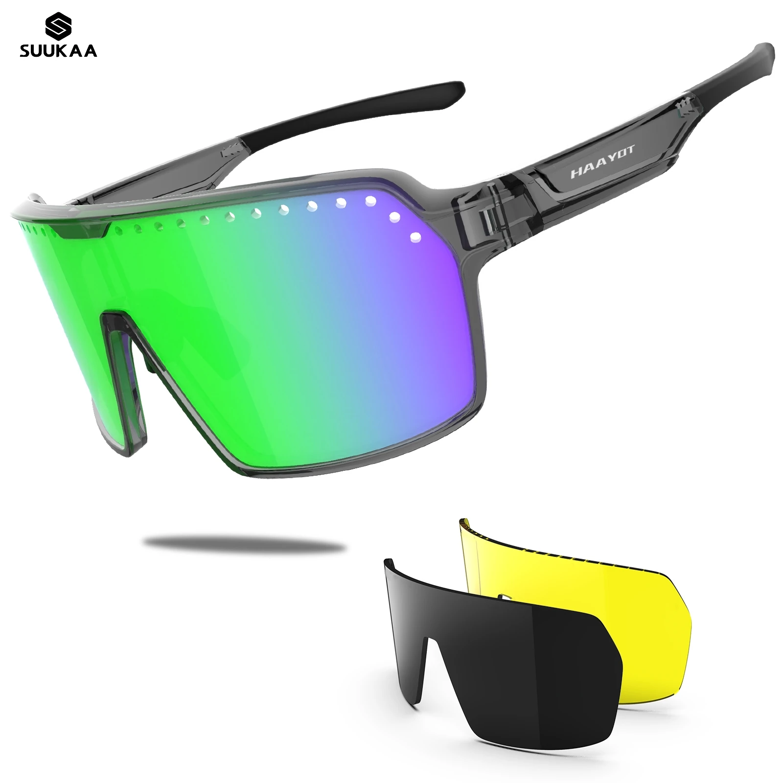 Polarized Cycling Glasses Sports Sunglasses for Men Women Baseball Running Fishing Biking Sunglasses with 3 Lenses