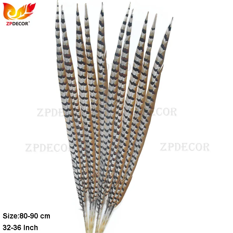 ZPDECOR Natural Reeves Pheasant Feather 80-90 cm/32-36 Inch long feathers for Holiday Party Decorations Feathers